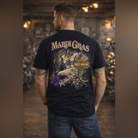 Harley-Davidson Black Bourbon Street Mardi Gras Graphic Tee - Picture 4 of 9